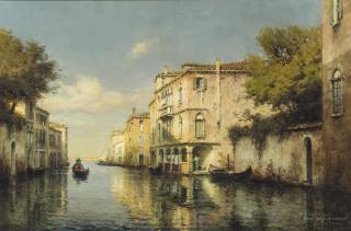 Antoine Bouvard - A Gondolier on a Venetian backwater