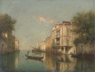 Antoine Bouvard - A Gondolier On A Venetian Canal