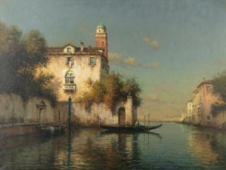 Antoine Bouvard - A sunlit Venetian canal
