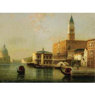 Antoine Bouvard - French The Doge\'S Palace With Santa Maria Della Salute In The Distance