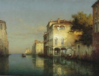 Antoine Bouvard - Gondolas on a Canal, Venice