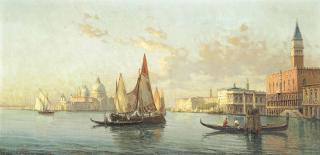 Antoine Bouvard - Vessels before the Doge\'s Palace, at the entrance to the Grand Canal, Venice