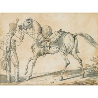 Antoine-Charles-Horace Vernet - Hussard Et Son Cheval