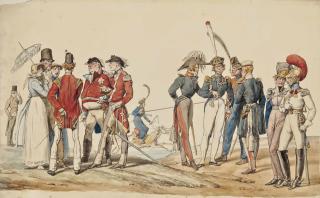 Antoine-Charles-Horace Vernet - Officiers Anglais Et Français Discutant