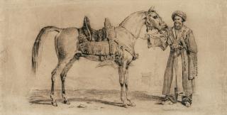 Antoine Charles Vernet - Mameluck mit Araberhengst.