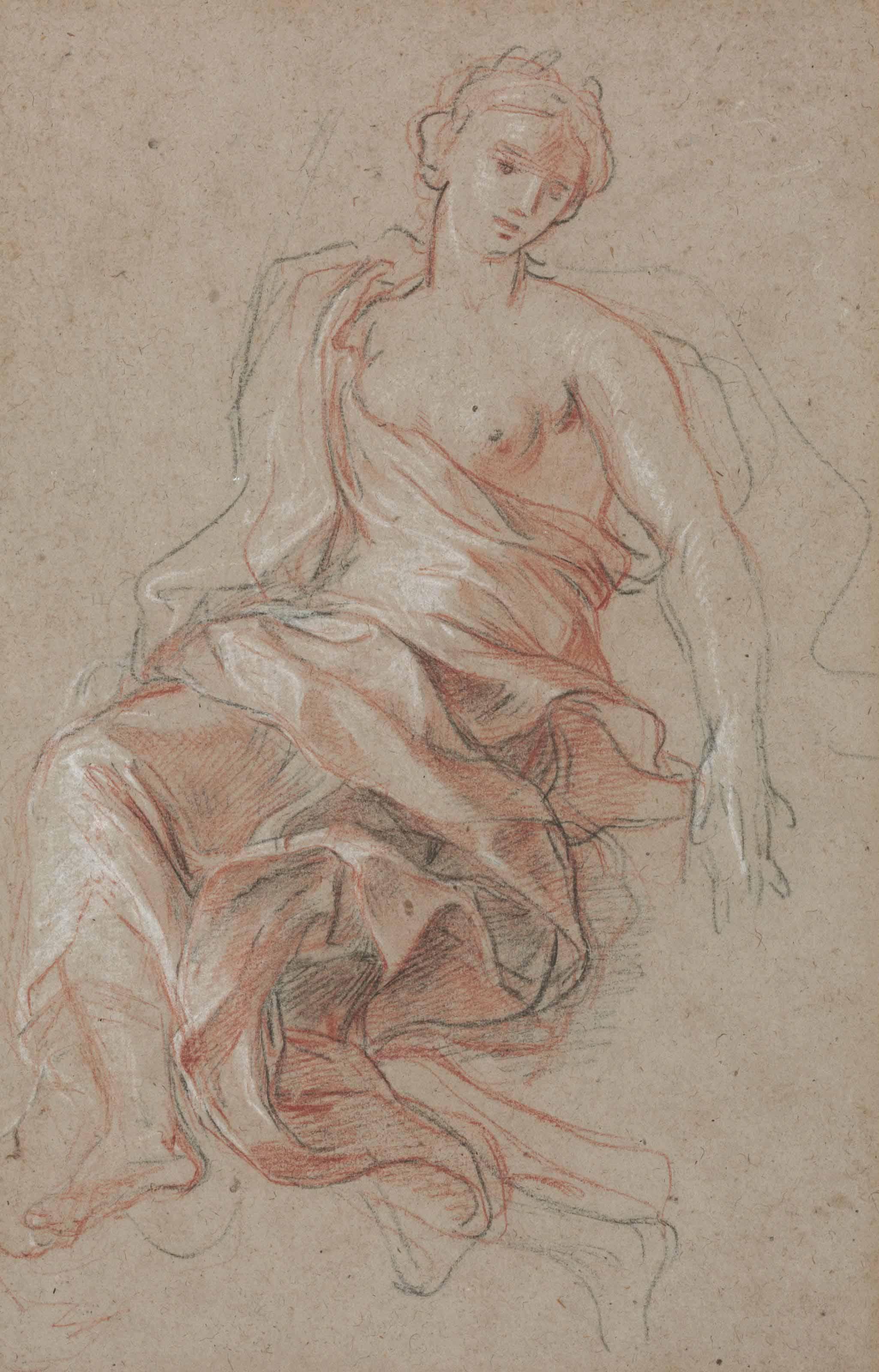 Antoine Coypel - A Draped Female Figure (Study For L\'Abondance)