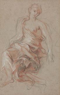 Antoine Coypel - A Draped Female Figure (Study For L\'Abondance)