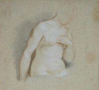 Antoine Coypel - Study of a female nude, half-length