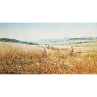 Antoine Gadan - Moisson Dans La Mitidjaantoine Gadan ; Harvest In The Mitidja ; Signed Lower Left ; Oil On Canvas