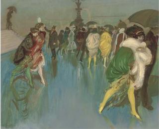 Antoine Guillaume Minartz - Elegant figures in the rain