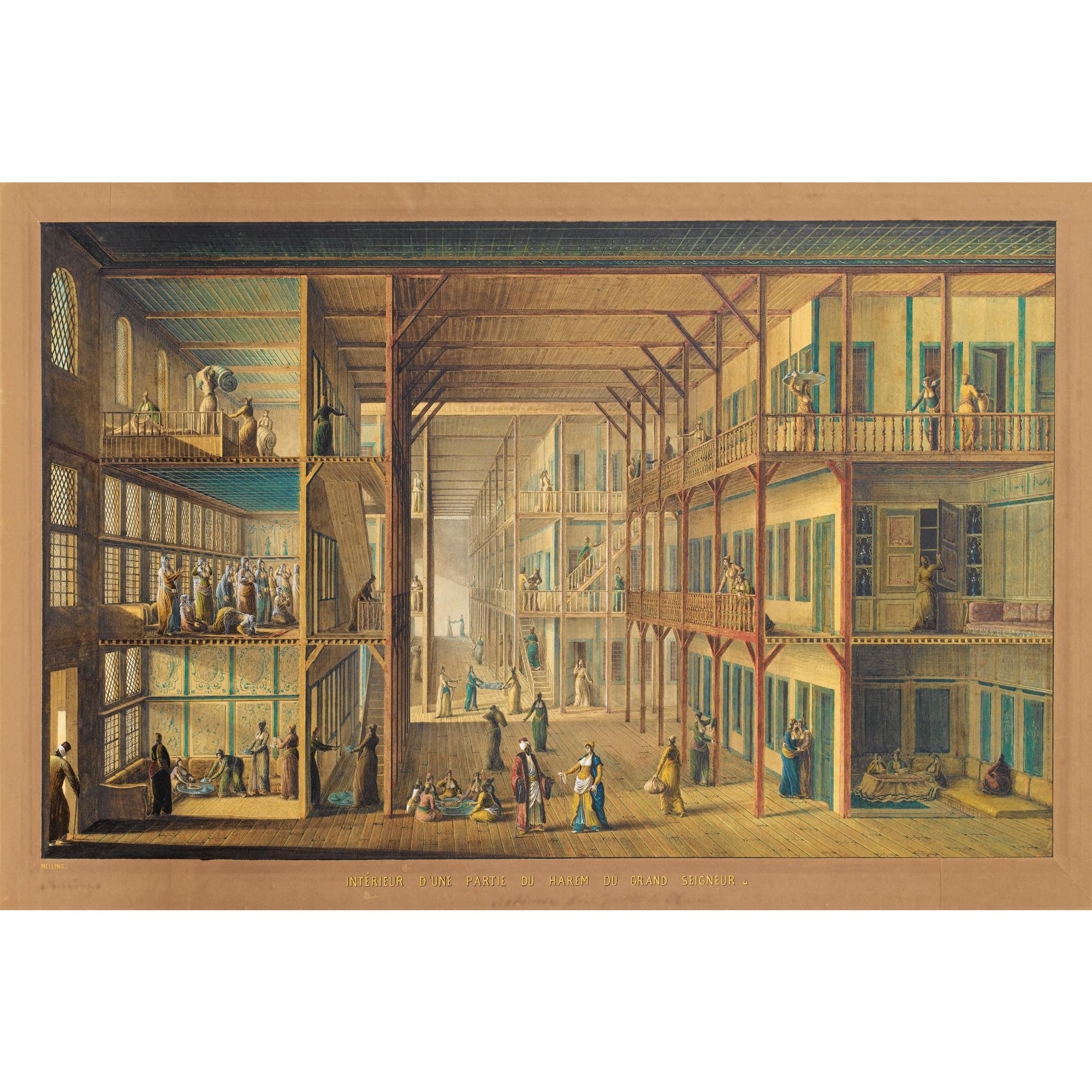 Antoine-Ignace Melling - Intérieur D\'Une Partie Du Harem Du Grand Seigneurantoine-Ignace Melling ; Inside The Harem Of The Sultan ; Watercolour And Ink Heightened With White Gouache ; Probably Exhibited In The 1808 Paris Salon ; Unframed