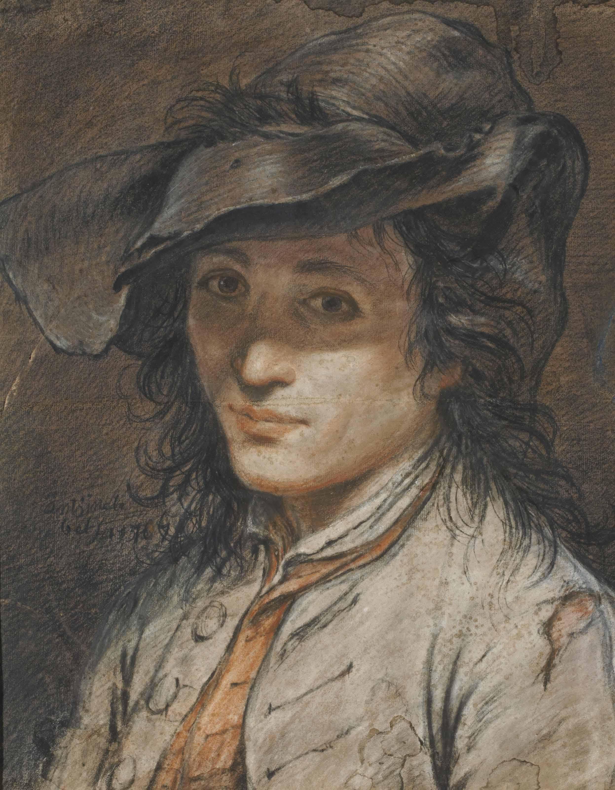 Antoine Lebel - Portrait d\'homme au chapeau