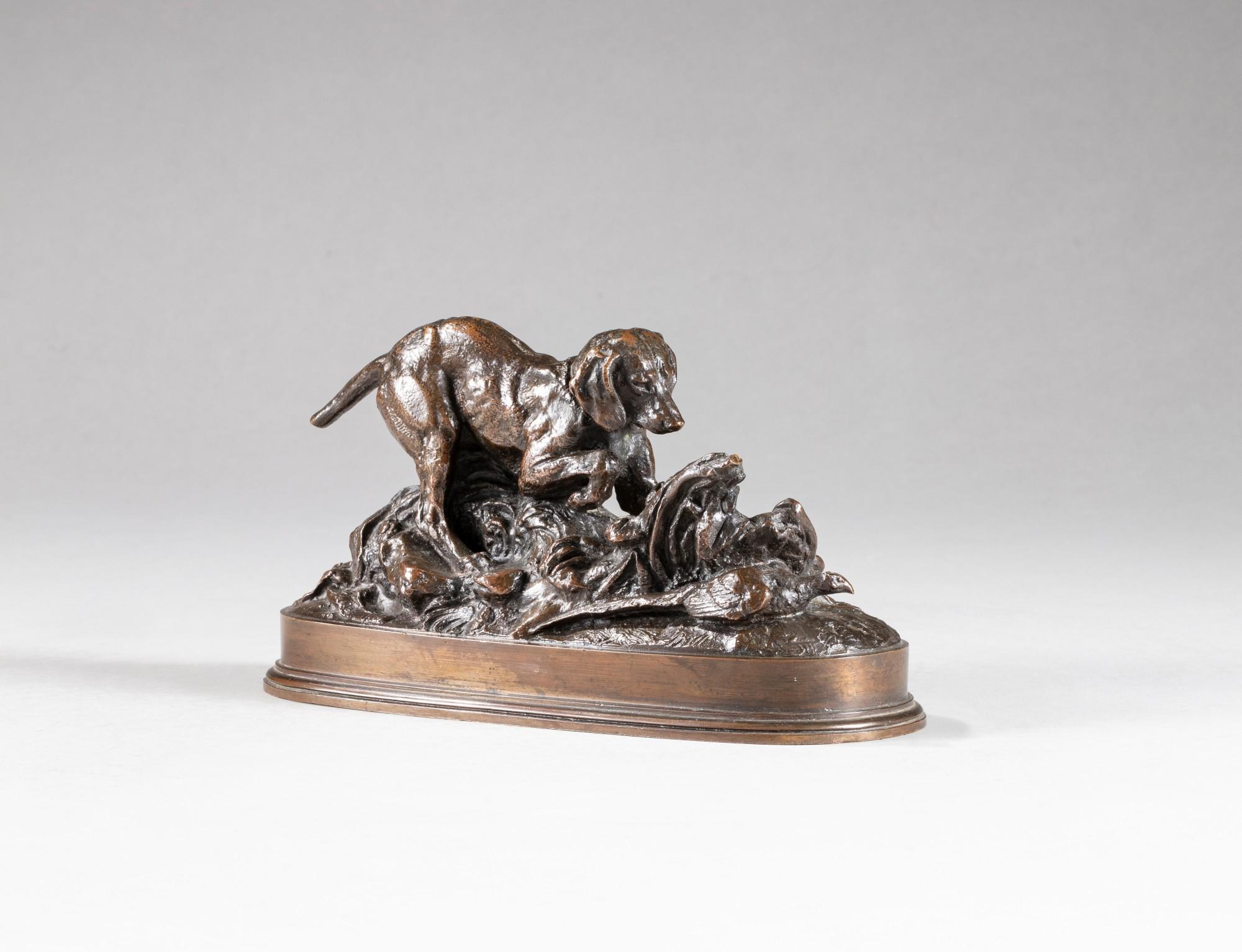 Antoine-Louis Barye - Chien braque en arrêt sur un faisan