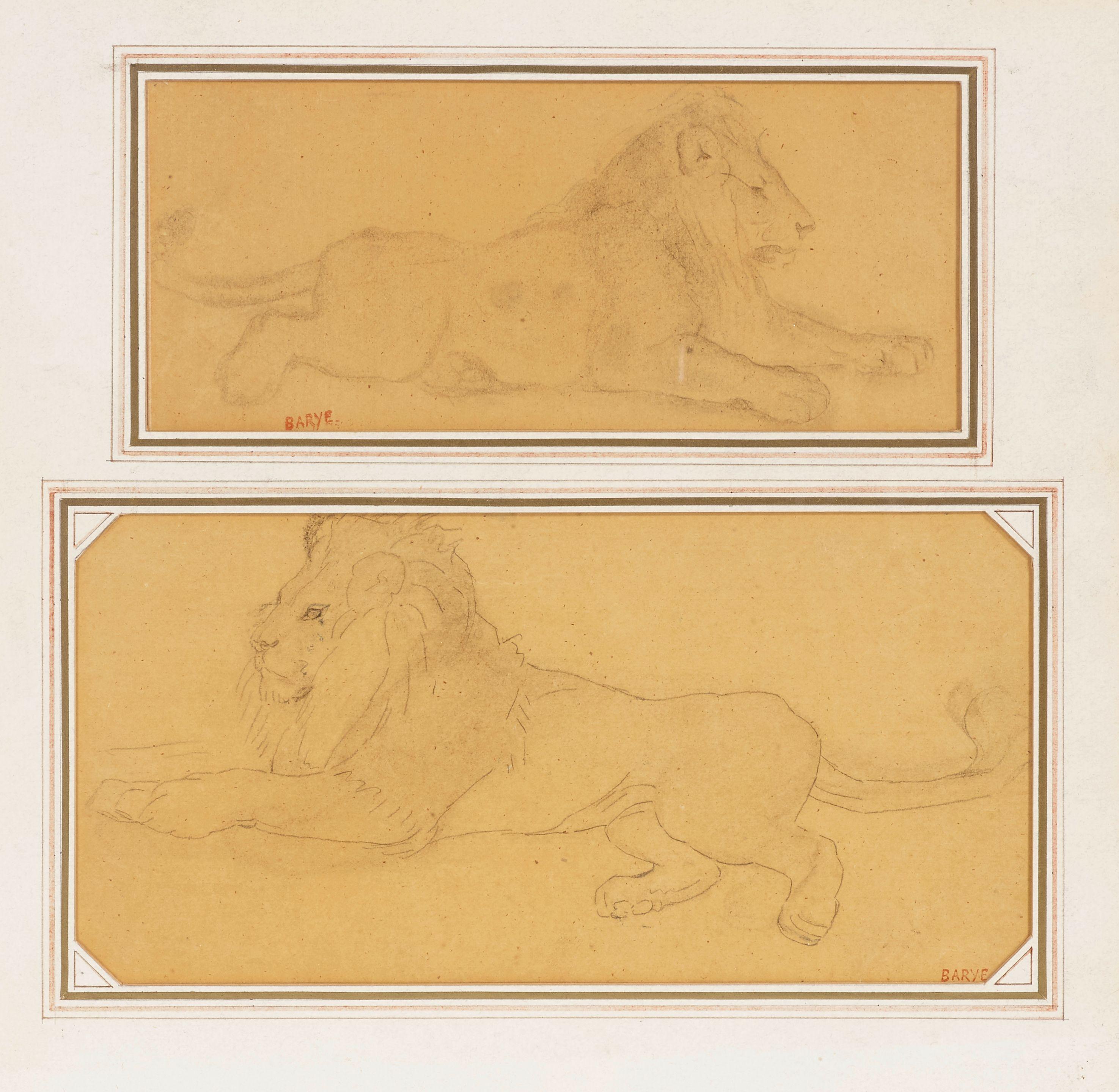 Antoine-Louis Barye - Deux études de lion