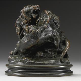 Antoine-Louis Barye - French Deux Jeunes Lions ( Two Young Lions)