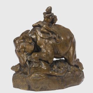 Antoine-Louis Barye - French Indien Monté Sur Un Éléphant Écrasant Un Tigre