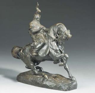 Antoine-Louis Barye - Guerrier tartare arrêtant son cheval (Tartare warrior checking his horse)