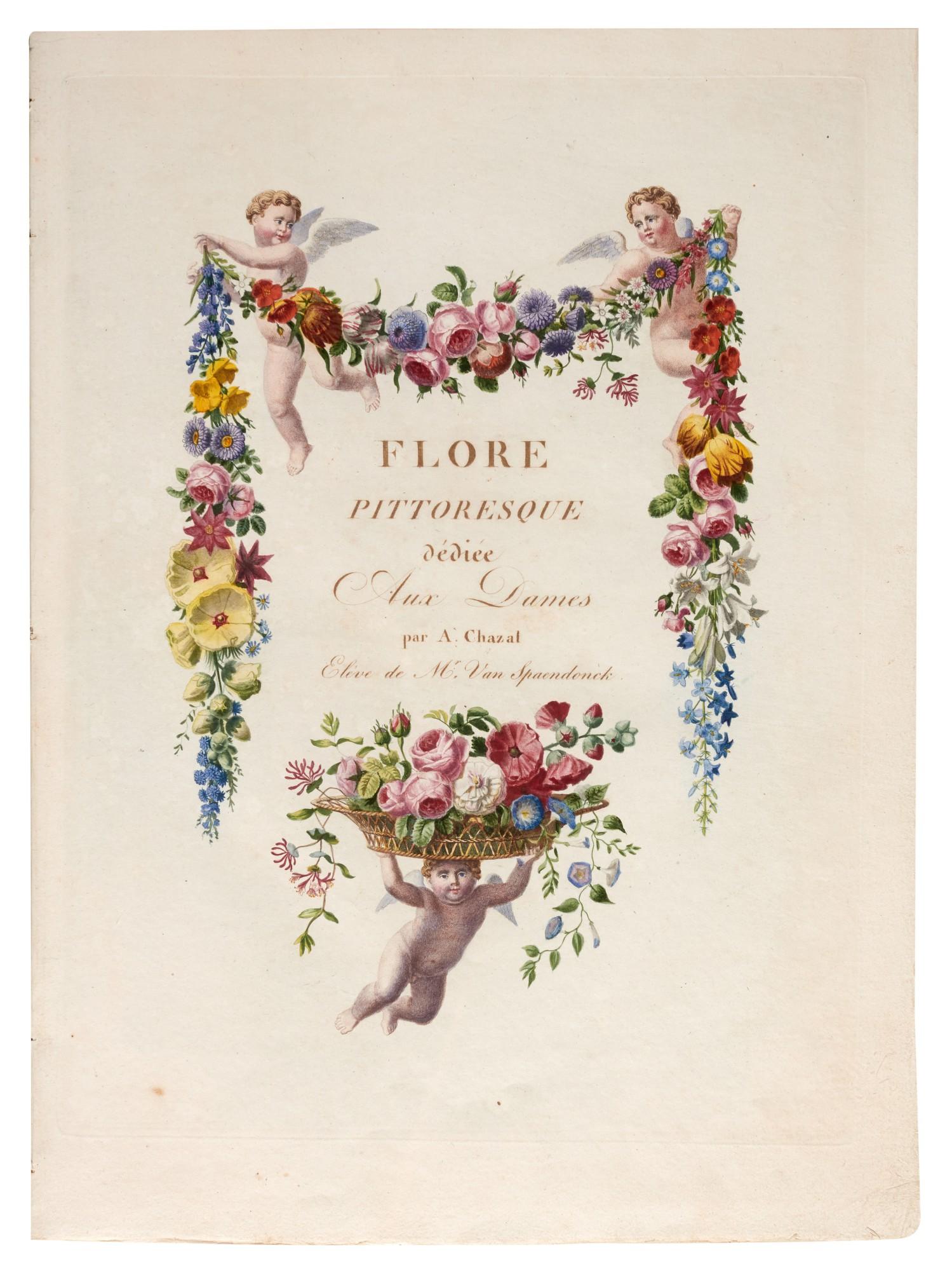 Antoine M. Chazal - Flore Pittoresque, 1818, presentation binding, red straight-grained morocco