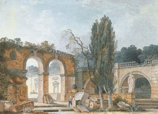 Antoine-Pierre Mongin - The courtyard of a ruined classical villa