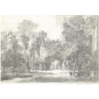 Antoine Pierre Mongin - View Of A Park With Statues And Ornamental Buildings