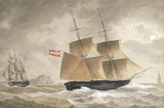 Antoine Roux - A ship of the Austrian Navy in coastal waters near Marseille