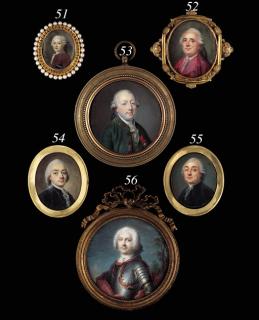 Antoine Vestier - Mr de Courbon, facing left in black velvet coat, lace cravat, powdered wig