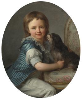 Antoine Vestier - Portrait Of A Young Boy, Possibly Henri Delacroix, And His Spaniel