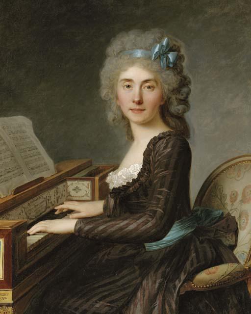 Antoine Vestier - Portrait of Mademoiselle Rouillé, Three-Quarter-Length, At The Pianoforte