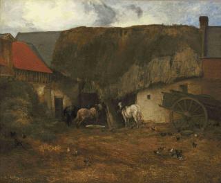 Antoine Vollon - Horses by a stable