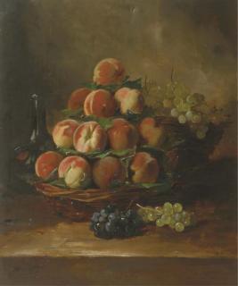 Antoine Vollon - Peaches and grapes in a basket