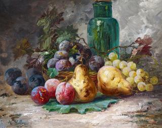 Antoine Vollon - Stillleben mit Pflaumen, Birnen und Weintrauben