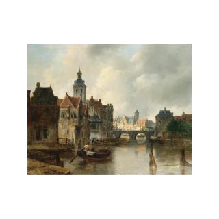Antoine Waldorp - View Of A Canal In A Dutch Town