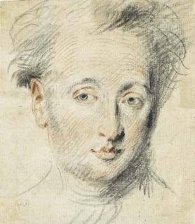 Antoine Watteau - Head of a man