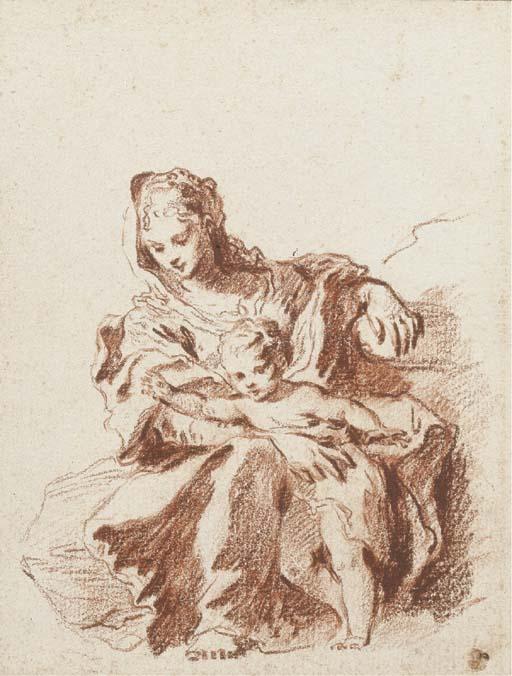 Antoine Watteau - The Virgin and Child, after Schedoni