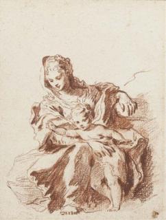 Antoine Watteau - The Virgin and Child, after Schedoni