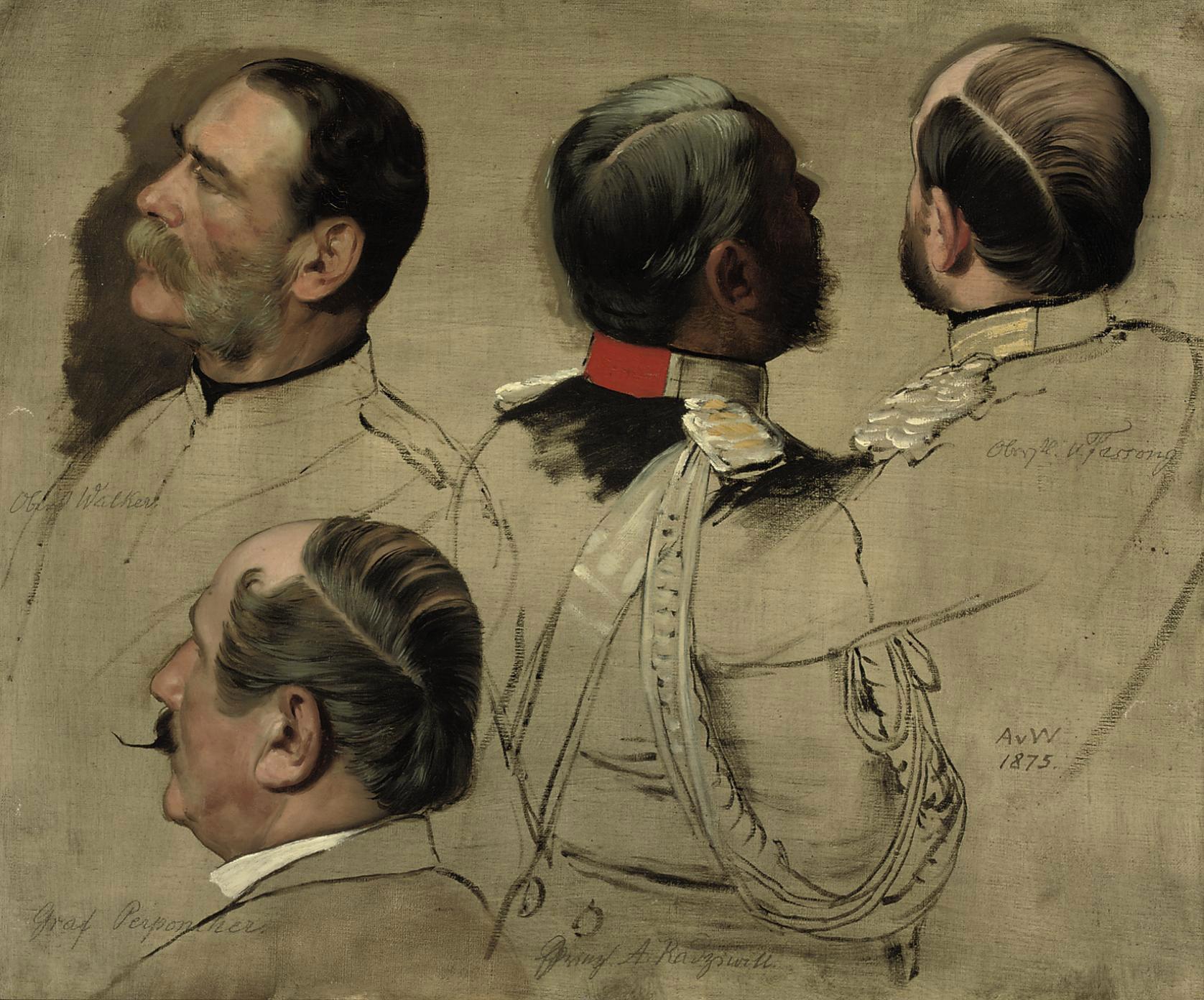 Anton Alexander von Werner - Oil study of male busts