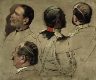 Anton Alexander von Werner - Oil study of male busts