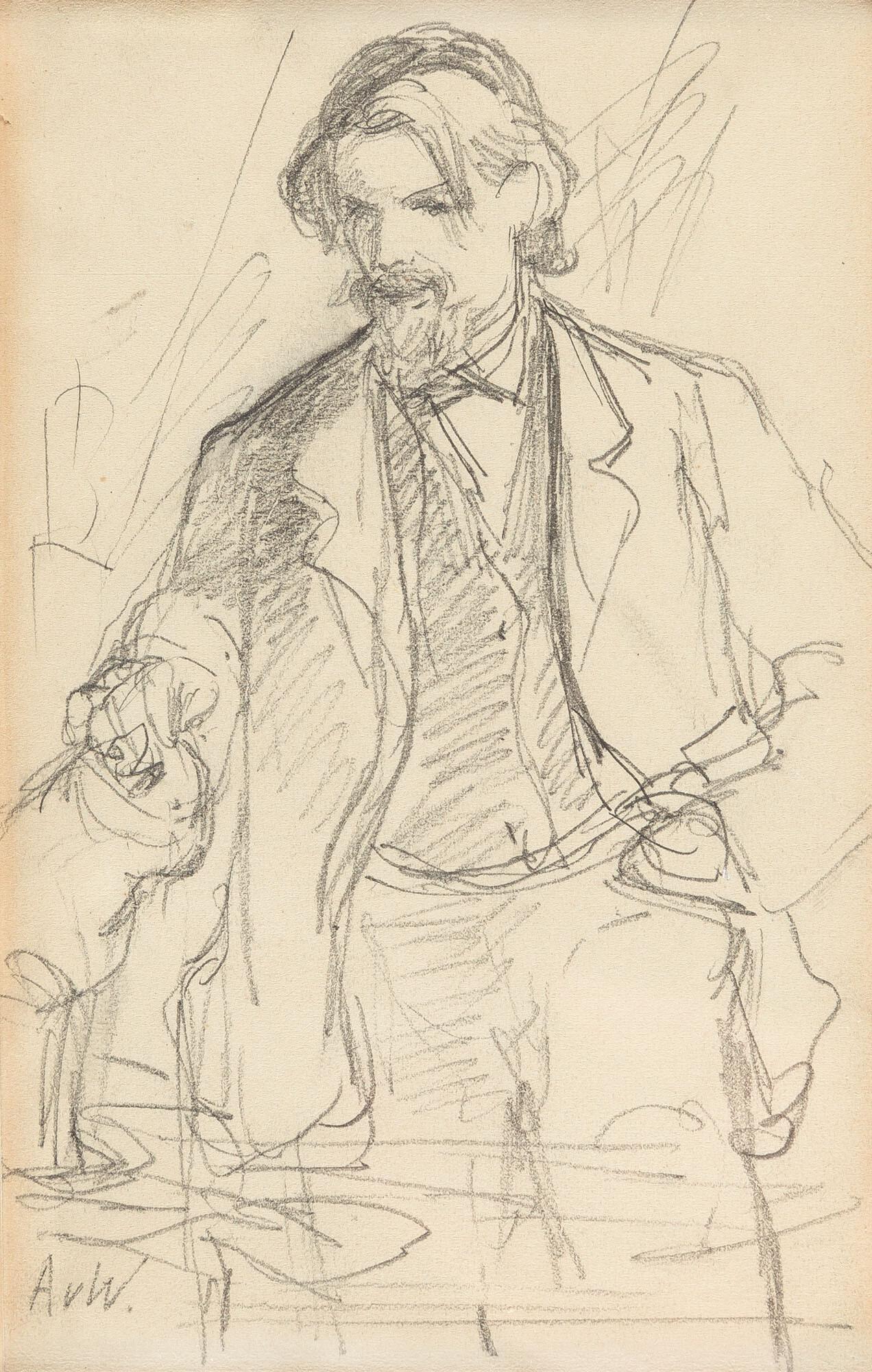 Anton Alexander von Werner - Selbstporträt mit Hund.