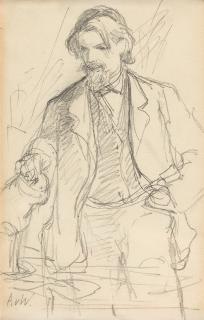 Anton Alexander von Werner - Selbstporträt mit Hund.