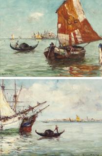Anton Dirckx - Sailing-vessels and gondolas, Venice