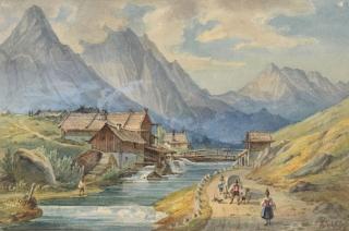 Anton Doll - Dorf am Gebirgsbach