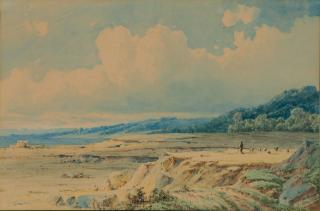 Anton Doll - Weite Voralpenlandschaft mit Schäfer und Schafherde.