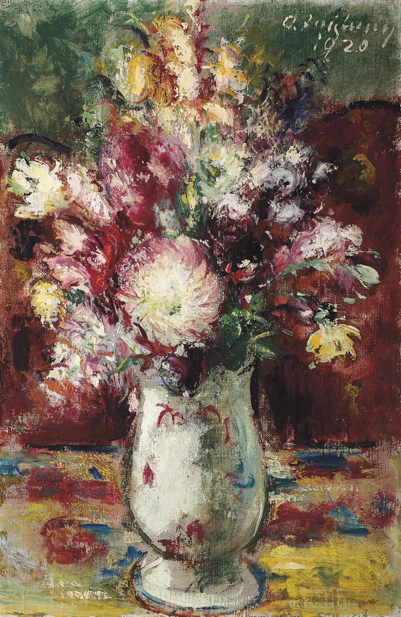 Anton Faistauer - Blumenstrauss in heller Porzellanvase