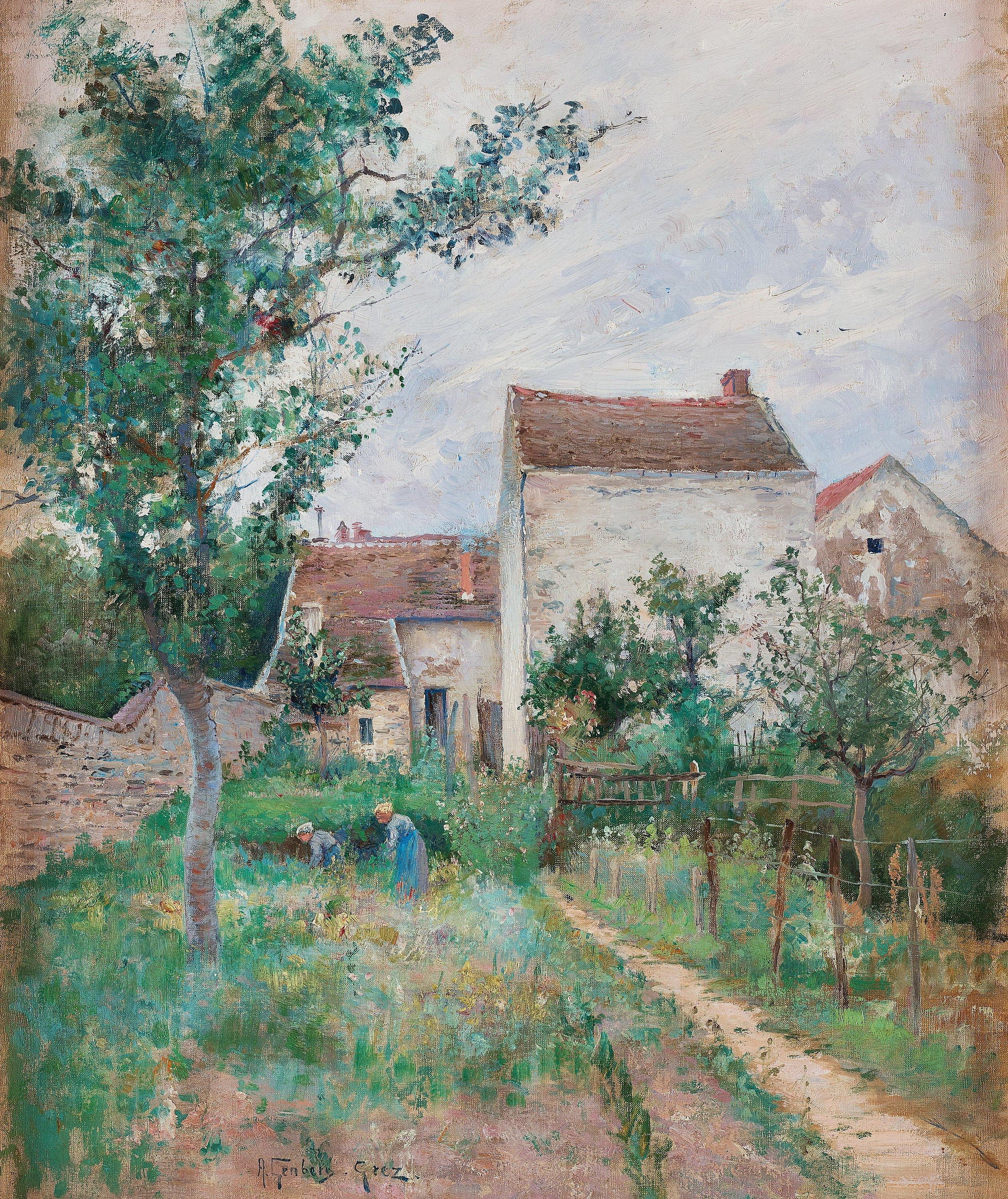 Anton Genberg - Garden scene from Grez