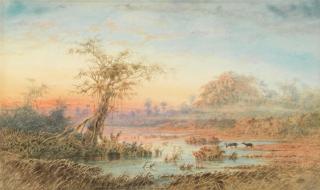 Anton Goering - Venezuelan landscape with deer