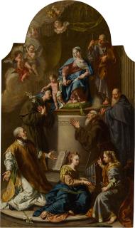 Anton Kern - Holy Family with a Deacon, Saints Anthony of Padua, Cecilia, Francis of Paola, Apollonia, and Anthony Abbott, with Two Musical Angels and Three Seraphs
