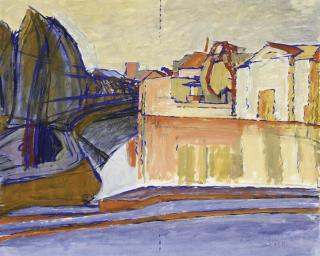 Anton Kerschbaumer - Kanal in Gent (Kanal mit Schuppen)