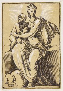 Anton Maria Zanetti I - Madonna Seated on a Cloud Holding the Infant Christ (After Parmigianino) (Bartsch XII.162.2)