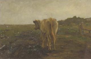 Anton Mauve - A cow in a meadow - a study
