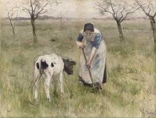 Anton Mauve - A Peasant Woman and her Calf